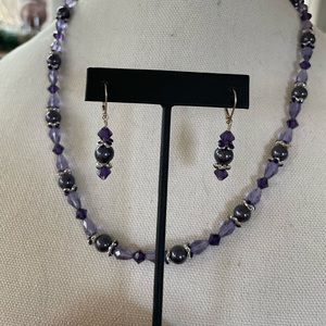 Crystal necklace and earring set